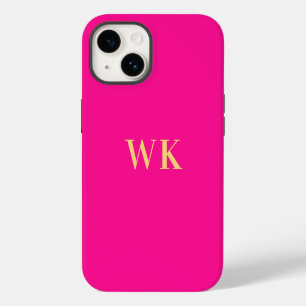 Heiß Rosa Minimale Monogramm-Initialen iPhone 14 Hülle