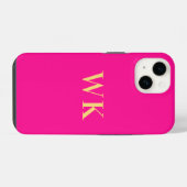 Heiß Rosa Minimale Monogramm-Initialen iPhone Hülle (Rückseite (Horizontal))
