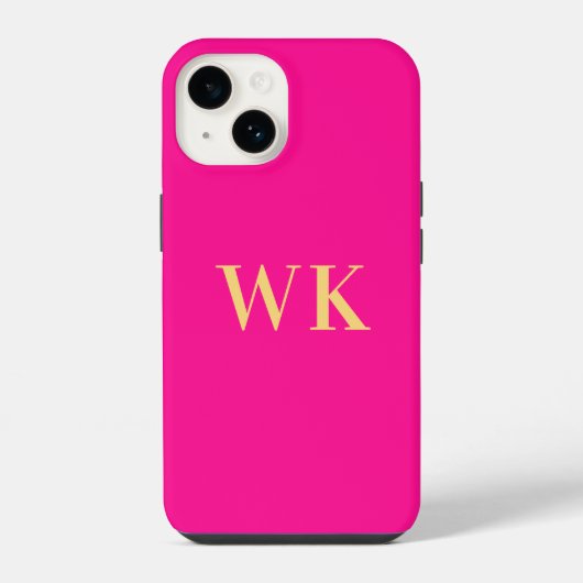 Heiß Rosa Minimale Monogramm-Initialen iPhone Hülle (Rückseite)
