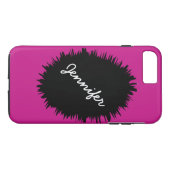 Heiß rosa mit schwarzem Splash, benutzerdefinierte Case-Mate iPhone Hülle (Rückseite (Horizontal))