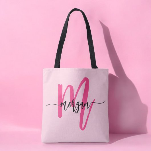Heiß Rosa Moderne Schrift Mädchen-Monogramm-Name Tasche
