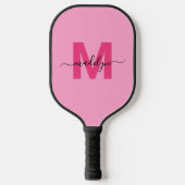 Heiß rosa Moderner Name Girl Monogram Pickleball Schläger (Vorderseite)