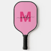 Heiß rosa Moderner Name Girl Monogram Pickleball Schläger (Rückseite)