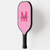Heiß rosa Moderner Name Girl Monogram Pickleball Schläger (Links)