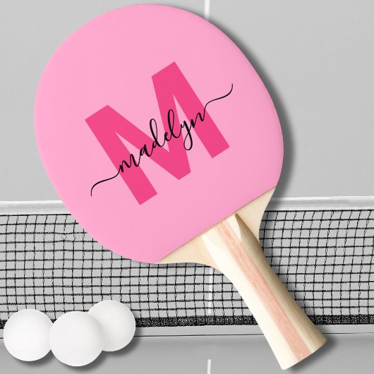 Heiß rosa Moderner Name Girl Monogram Tischtennis Schläger