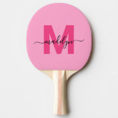 Heiß rosa Moderner Name Girl Monogram Tischtennis Schläger (Vorderseite)