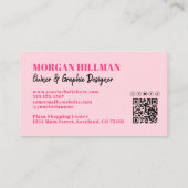 Heiß Rosa Moderner QR-Code Monogramm Visitenkarte (Rückseite)