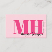Heiß Rosa Moderner QR-Code Monogramm Visitenkarte (Vorderseite)
