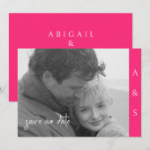 Heiß rosa Modernes, einfaches B/W-Foto horizontal Save The Date (Vorne/Hinten)