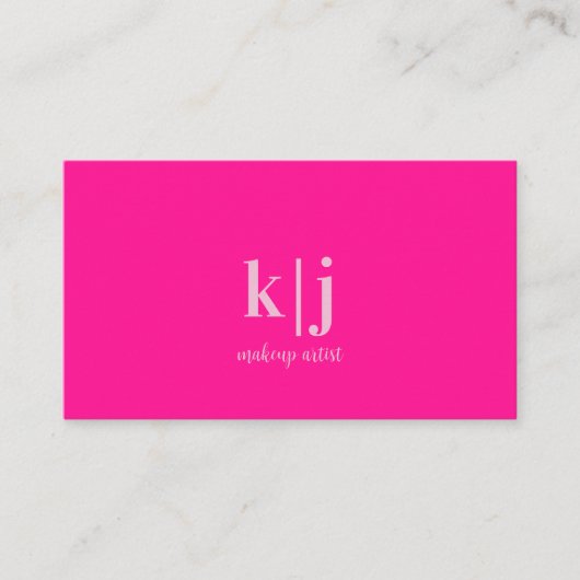 Heiß Rosa Monogram Makeup Artist Visitenkarte (Vorderseite)