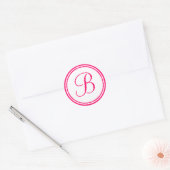 Heiß rosa, Monogramm B Hochzeitslabel Runder Aufkleber (Umschlag)