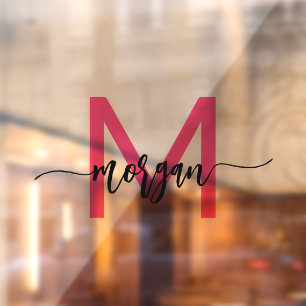 Heiß Rosa Monogramm Name Geschäft Unternehmens- Fensteraufkleber