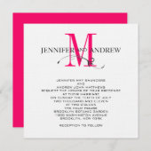 Heiß rosa Monogramm und Namen Einladung zur Hochze (Vorne/Hinten)