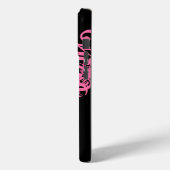 Heiß rosa Musikernotizen auf schwarz Case-Mate iPhone Hülle (Rückseite / Links)