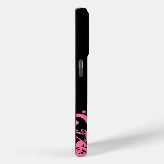 Heiß rosa Musikernotizen auf schwarz Case-Mate iPhone Hülle (Rückseite / Rechts)