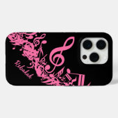 Heiß rosa Musikernotizen auf schwarz Case-Mate iPhone Hülle (Rückseite (Horizontal))