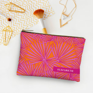 Heiß Rosa Orange Tropisch Palmwedel Personalisiert Zubehörtasche