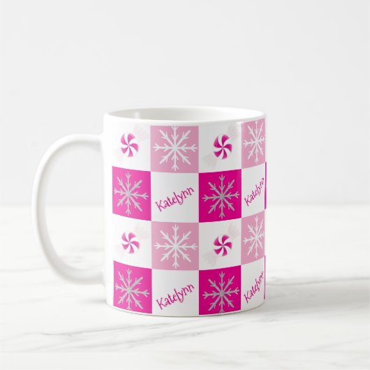 Heiß rosa Pfefferminz Silberschneeflocke Name hinz Kaffeetasse (Links)