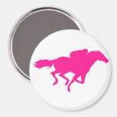 Heiß rosa Pferderennen; Rennpferd Magnet (Vorderseite/Rückseite)