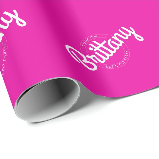 Heiß rosa Retro Dolly Let's Go Party! Geschenkpapier (Rolleneckpunkt)
