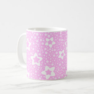 Heiß rosa Retro-Punkte mit Blumenmuster Kaffeetasse