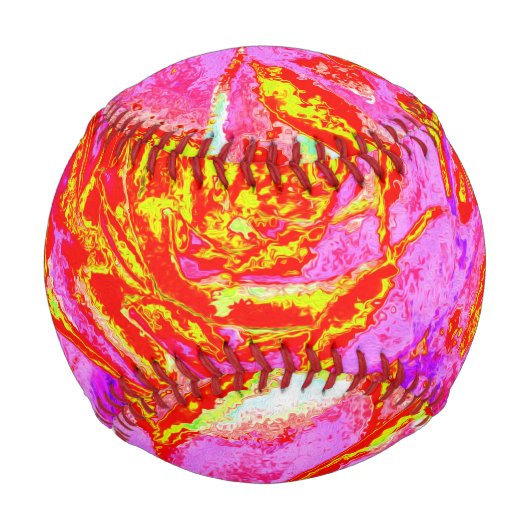 Heiß rosa, rot und gelb Sukkulat-Rosette Baseball (Vorderseite)
