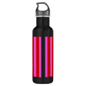 Heiß rosa, rote Streifen, rote Metallic Trinkflasche (Rückseite)