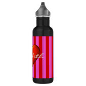 Heiß rosa, rote Streifen, rote Metallic Trinkflasche (Rechts)