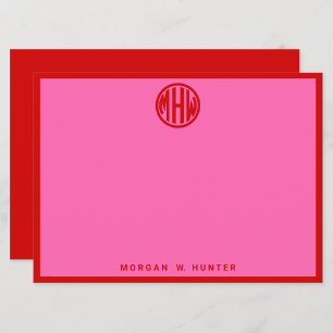 Heiß Rosa Rotes Kreis Monogramm Schrift DIY Hinter Dankeskarte