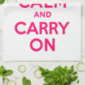 Heiß rosa Ruhe bewahren und weiter tragen Küchentuch (Gefaltet)