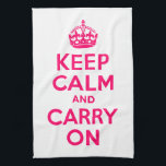 Heiß rosa Ruhe bewahren und weiter tragen Küchentuch<br><div class="desc">Eine moderne,  rosa und weiße Version des Keep Calm und Carry On classic.</div>