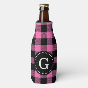 Heiß Rosa Schwarz Büffel Karo G1I Monogramm Flaschenkühler