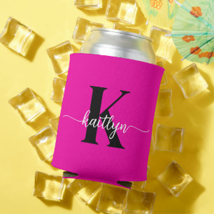 Heiß rosa Schwarz Monogramm Dosenkühler