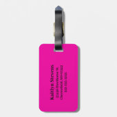 Heiß rosa Schwarz Monogramm Gepäckanhänger (Rückseite vertikal)
