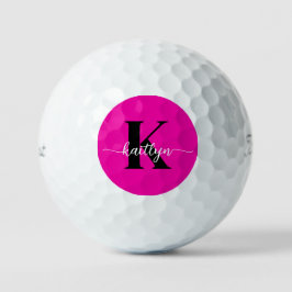 Heiß rosa Schwarz Monogramm Golfball
