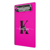 Heiß rosa Schwarz Monogramm Mini Klemmbrett (Gewinkelt2)