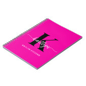 Heiß rosa Schwarz Monogramm Notizblock (Linke Seite)