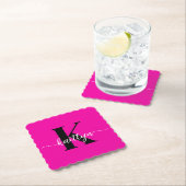 Heiß rosa Schwarz Monogramm Untersetzer (Vor Ort)