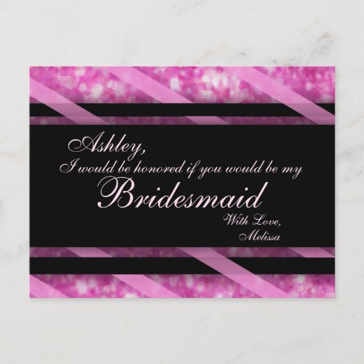 Heiß rosa, schwarz | Trauzeugin Postkarte (Vorderseite)