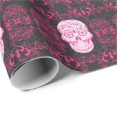 Heiß rosa Schwarzer Zucker Rose Gothic Grunge Geschenkpapier (Rolleneckpunkt)