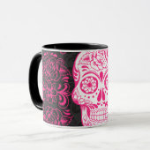 Heiß rosa Schwarzer Zucker Rose Gothic Grunge Tasse (Vorderseite Links)