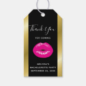 Heiß rosa Shiny Lippen auf schwarz Geschenkanhänger (Vorderseite)