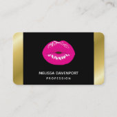 Heiß rosa Shiny Lippen auf schwarz Visitenkarte (Vorderseite)