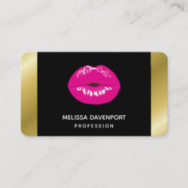 Heiß rosa Shiny Lippen auf schwarz Visitenkarte