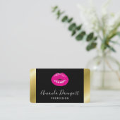 Heiß rosa Shiny Lippen auf schwarz Visitenkarte (Stehend Vorderseite)