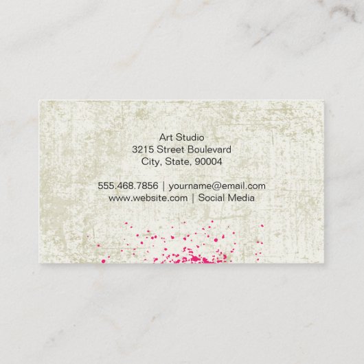 Heiß rosa Spray Paint | Grungy Background Artistic Visitenkarte (Rückseite)