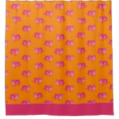 Heiß rosa Tiger auf feinem Orange Boho Muster Duschvorhang (Vorderseite)