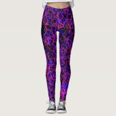 Heiß rosa und blau auf schwarzen Leggings (Vorderseite)