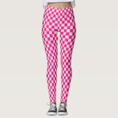 Heiß rosa und braun kariertes Muster Leggings (Vorderseite)