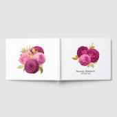 Heiß rosa und goldene, florale Quinceñera Gästebuch (Voll)